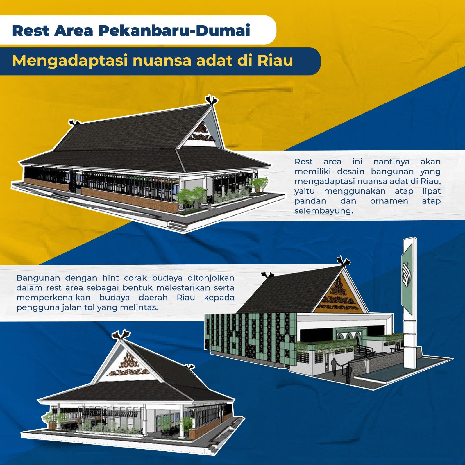 Desain Bangunan Rest Area Nuansa Melayu Adat Riau, Jalan Tol Pekanbaru - Dumai